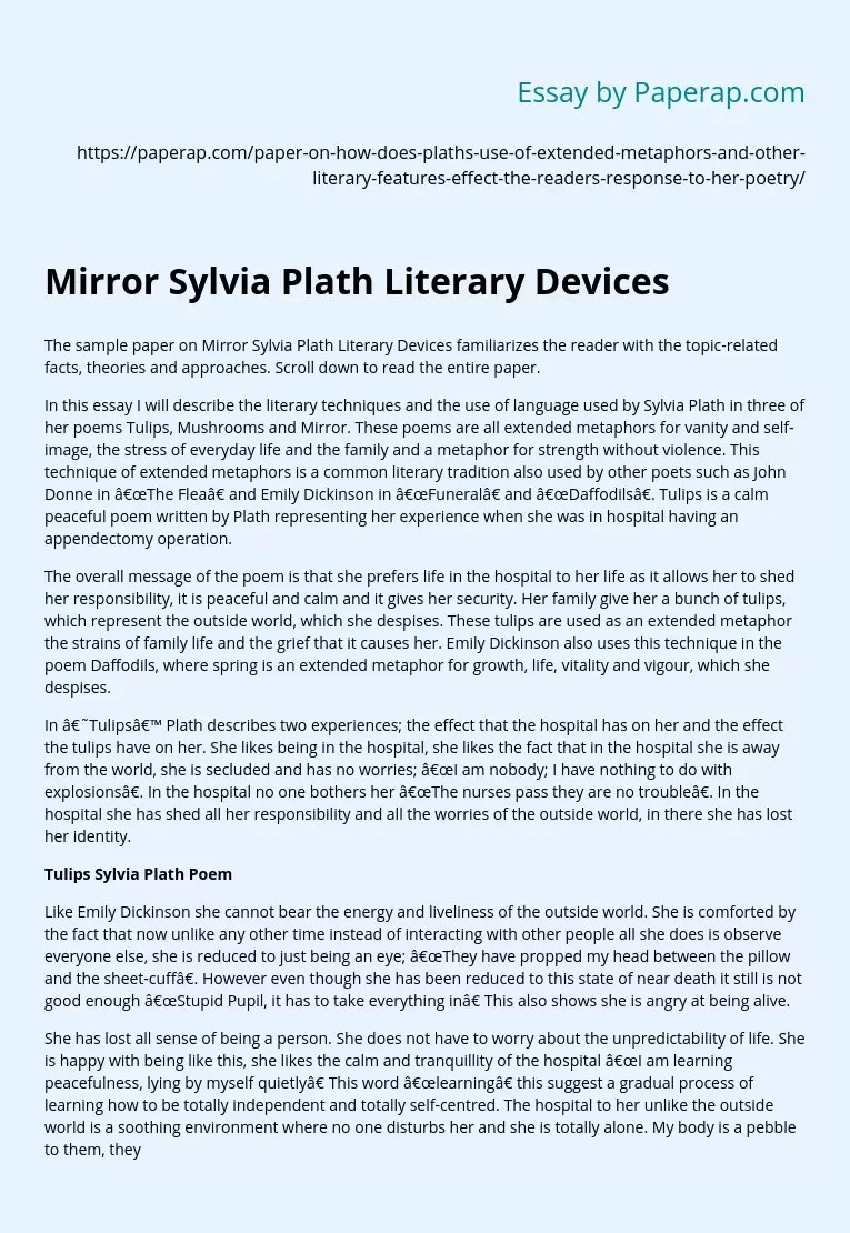 ⛔ Poetic devices used in the poem mirror by sylvia plath. Hyperbole and