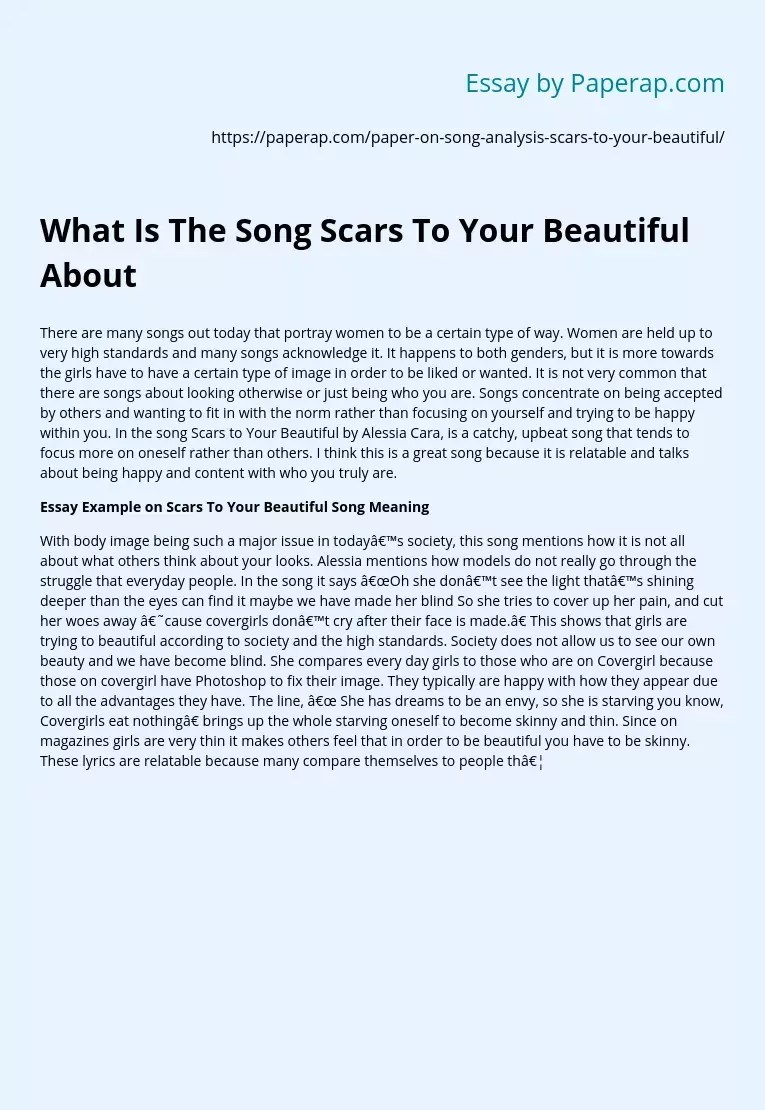 What Is The Song Scars To Your Beautiful About Free Essay Example