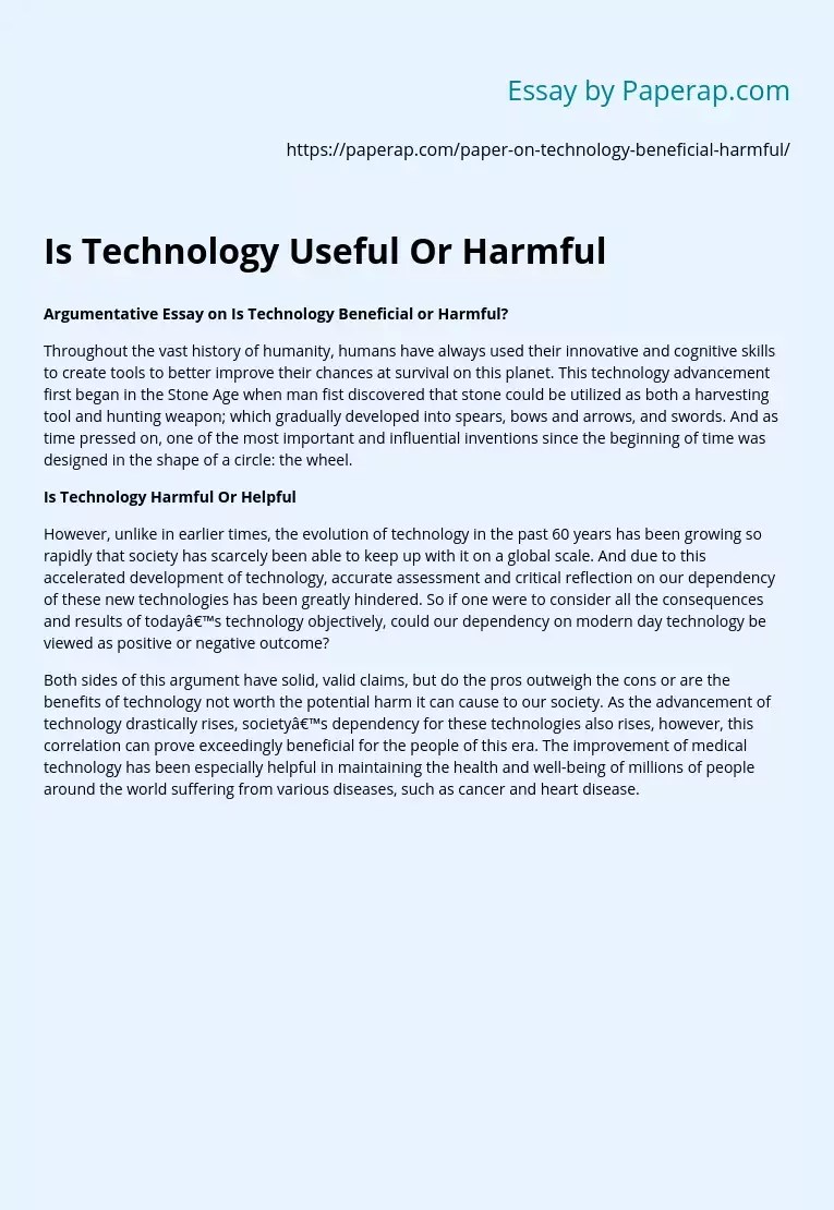 🏷️ Is technology good or bad argumentative essay. is technology good or