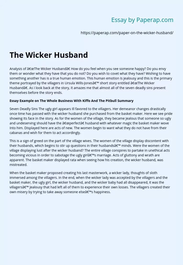 The Wicker Husband Free Essay Example