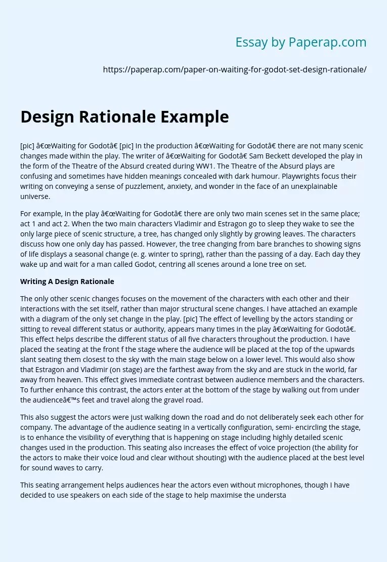 Design Rationale Example Free Essay Example