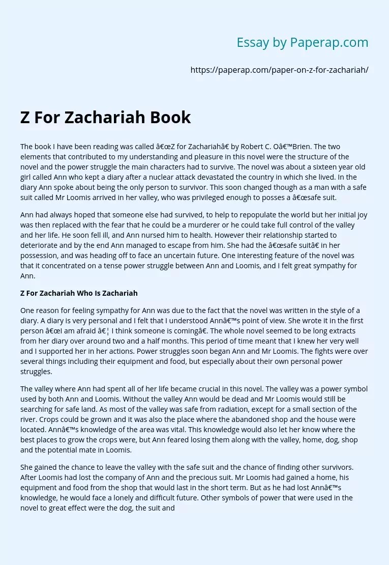 z for zachariah book summary Not A Bad log Picture Galleries