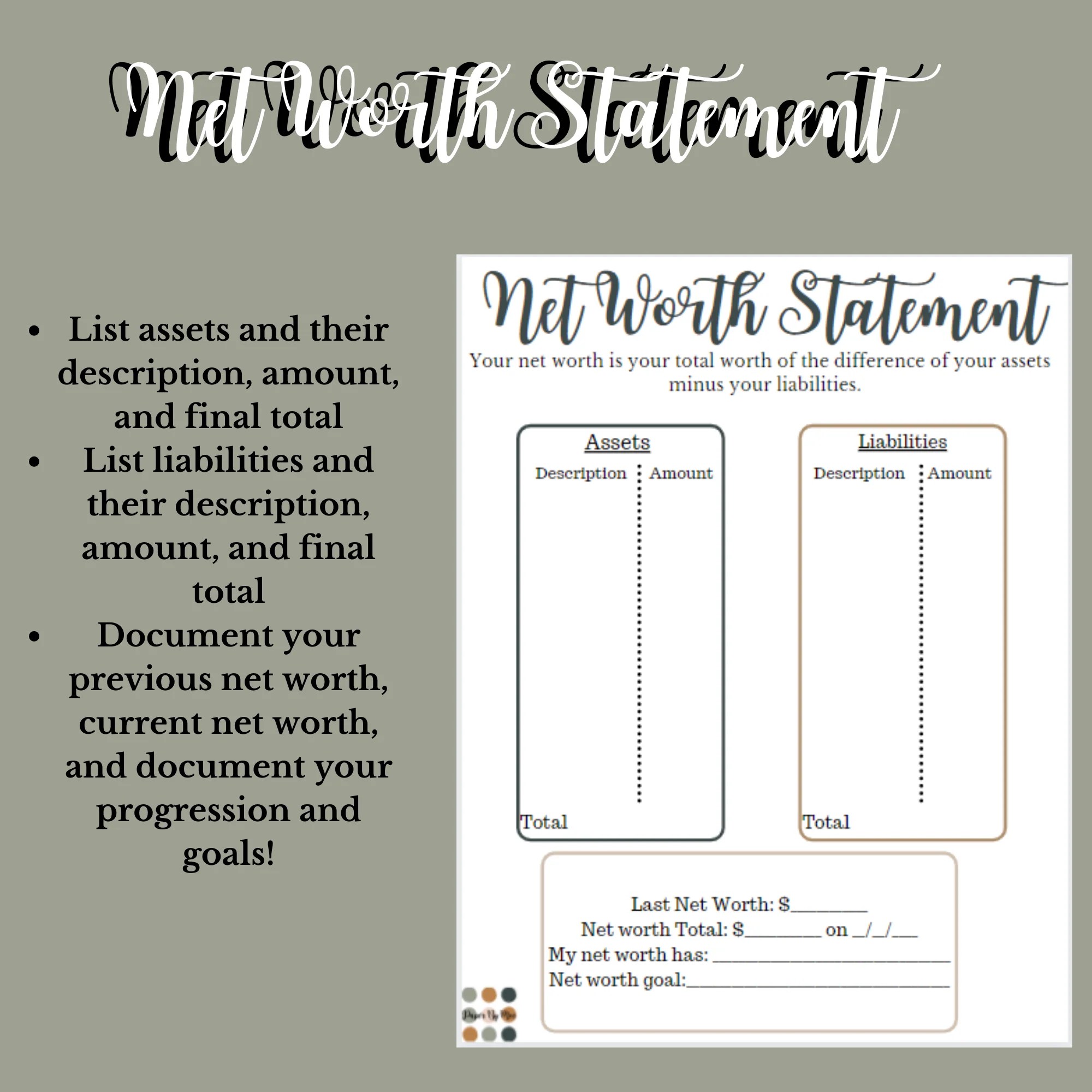 Notarized statement of net worth of 25 000