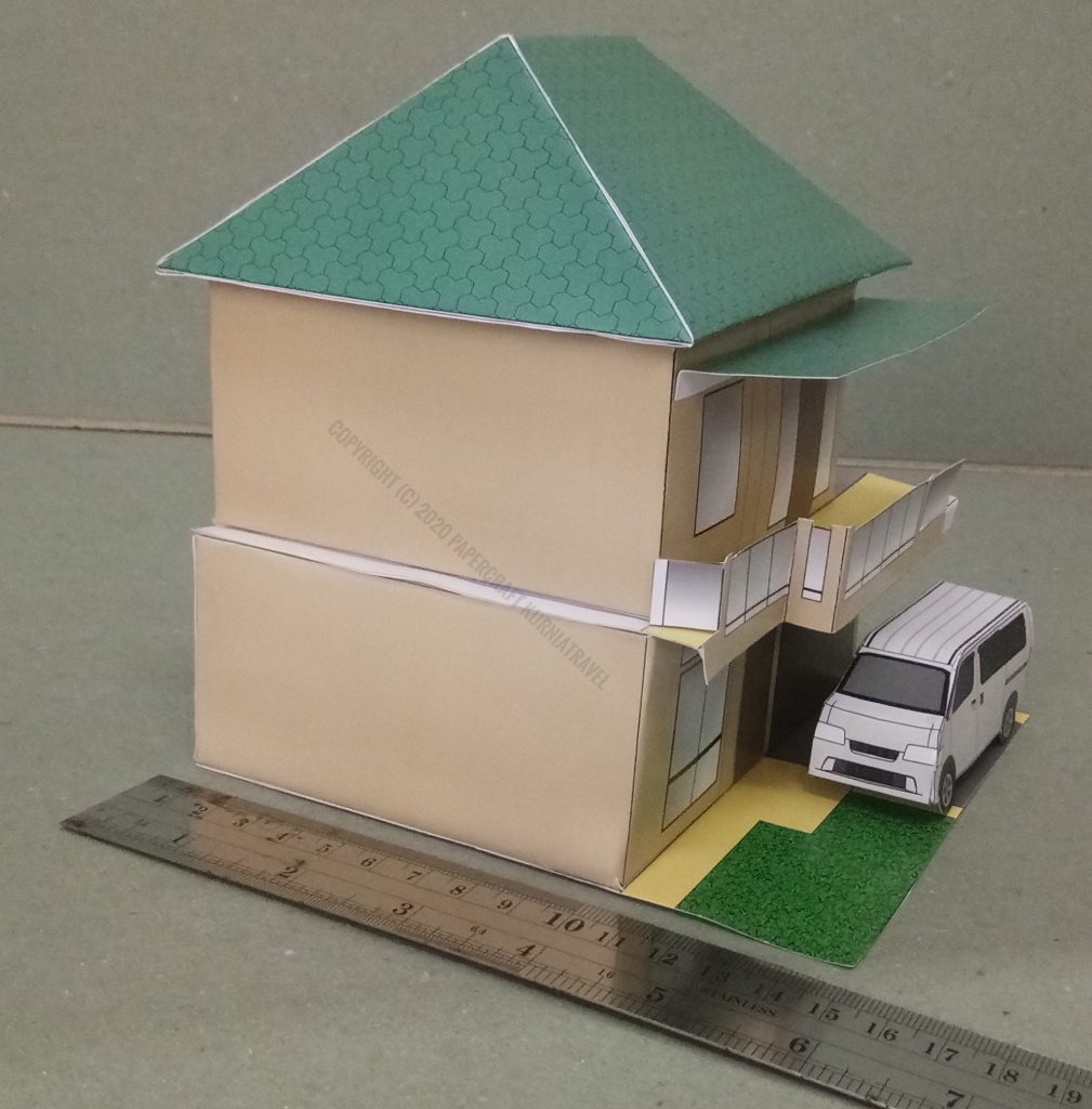Papercraft Bangunan Rumah Mewah 2 Lantai Dan Mobil Papercarft