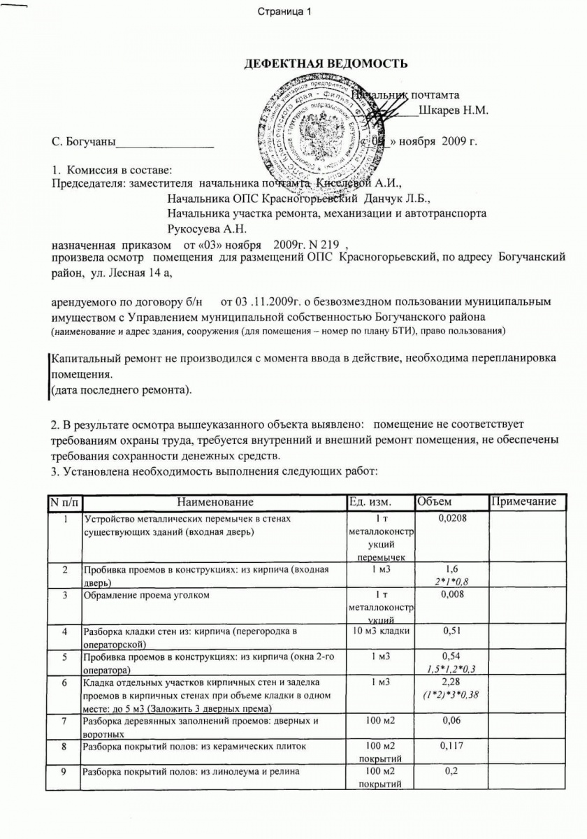 Дефектный акт на текущий ремонтобразец