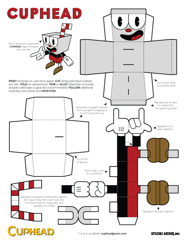 Cuphead Paper Foldables