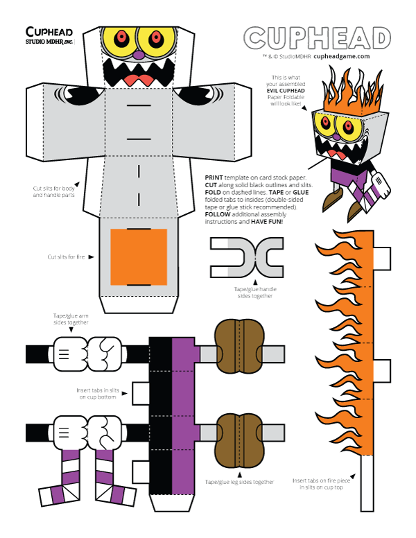 Cuphead Paper Foldables