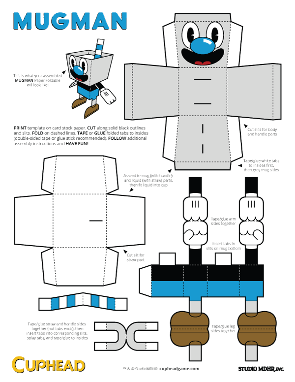Cuphead Paper Foldables