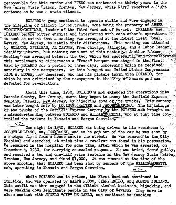 Ruggiero Boiardo Newark "Godfather" FBI Files