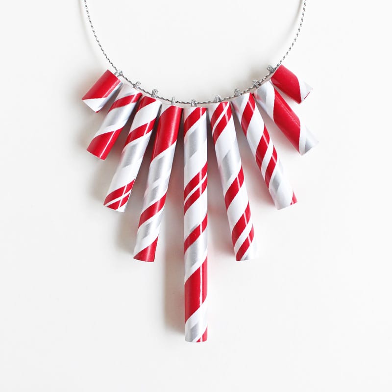 Candy Cane Necklace • Christmas Holiday Jewelry • Xmas Gift
