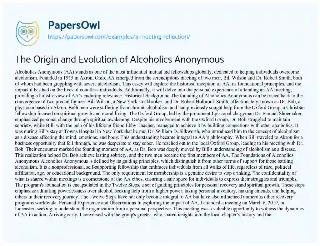 A Meeting Reflection Free Essay Example 814 Words