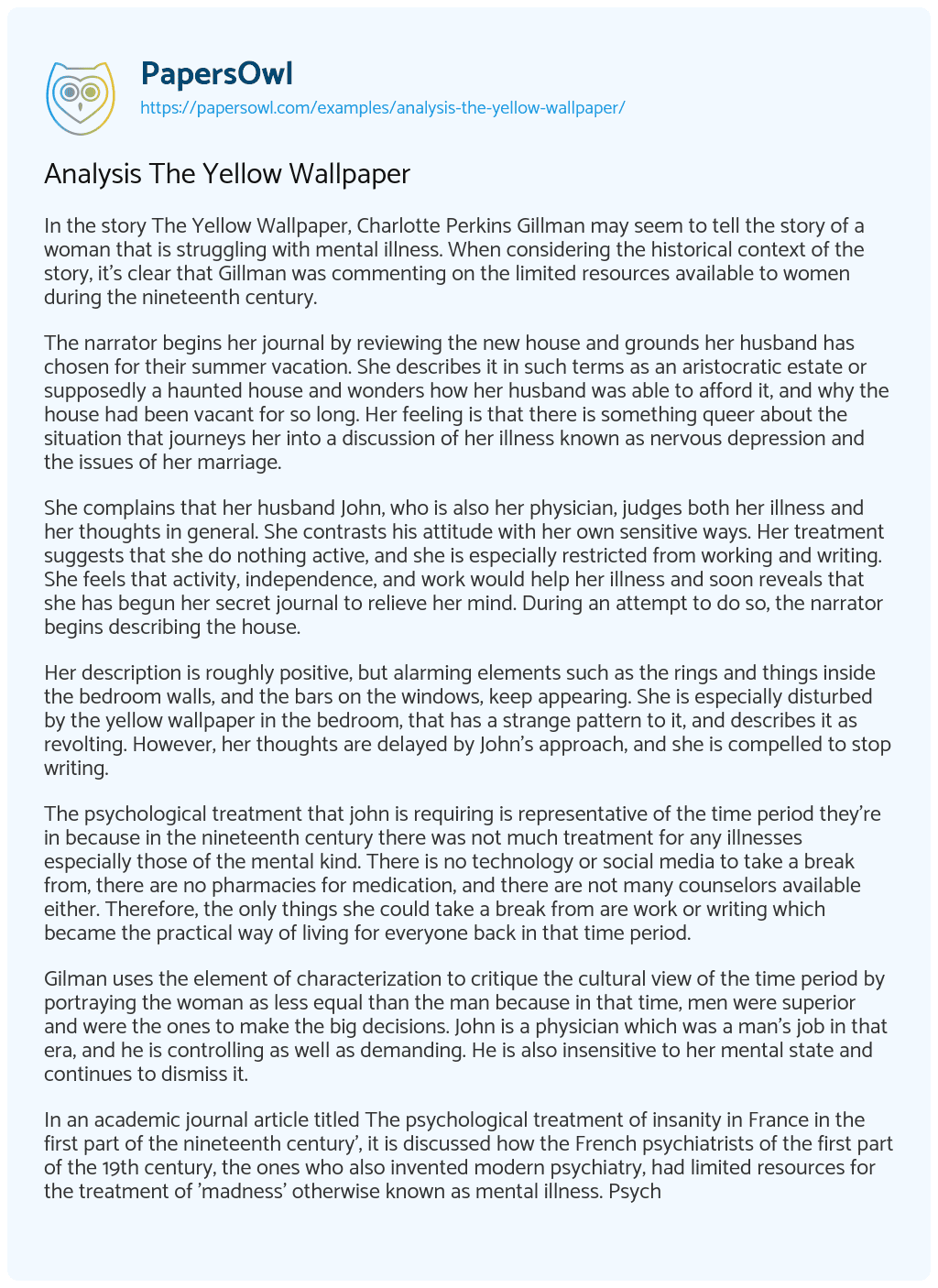 Aggregate 77+ the yellow wallpaper analysis best 3tdesign.edu.vn