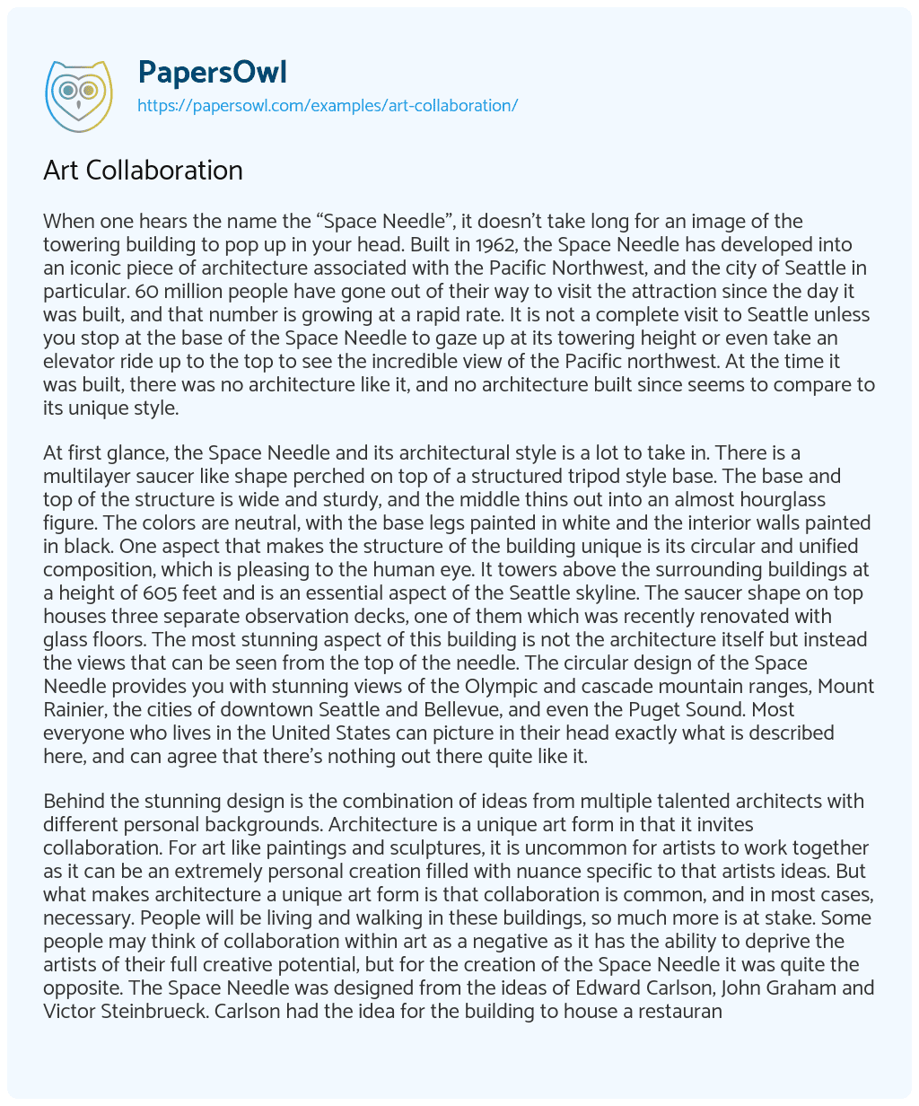 Art Collaboration Free Essay Example 898 Words