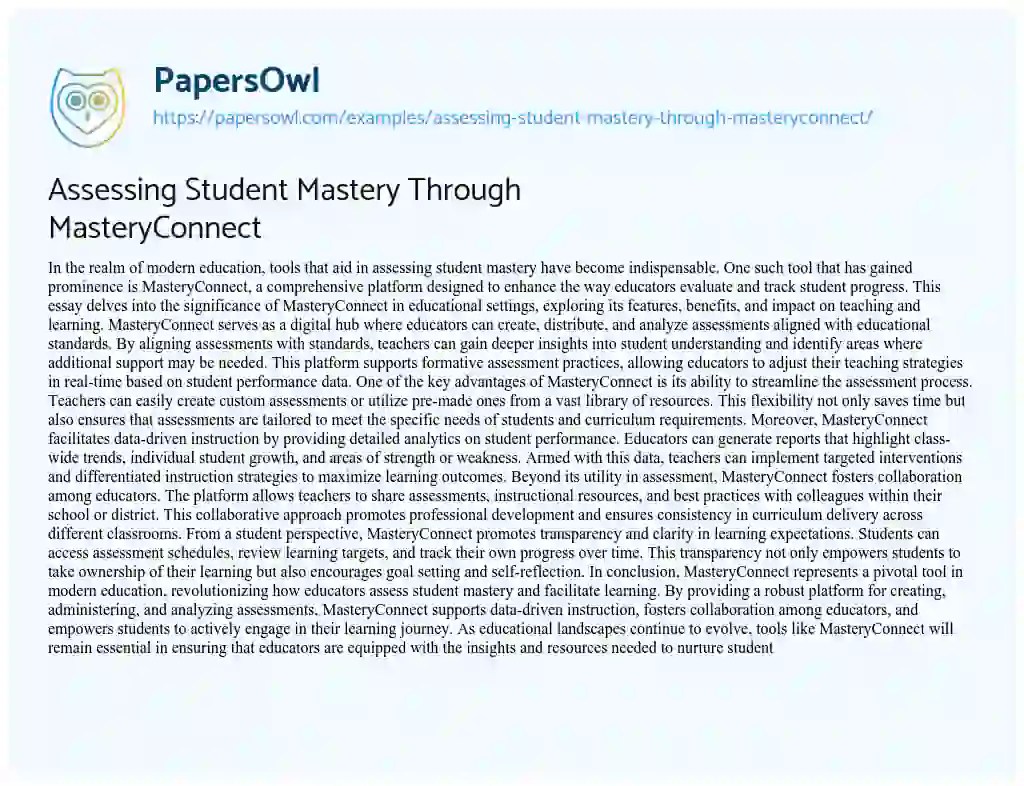 Assessing Student Mastery Through MasteryConnect Free Essay Example(04)