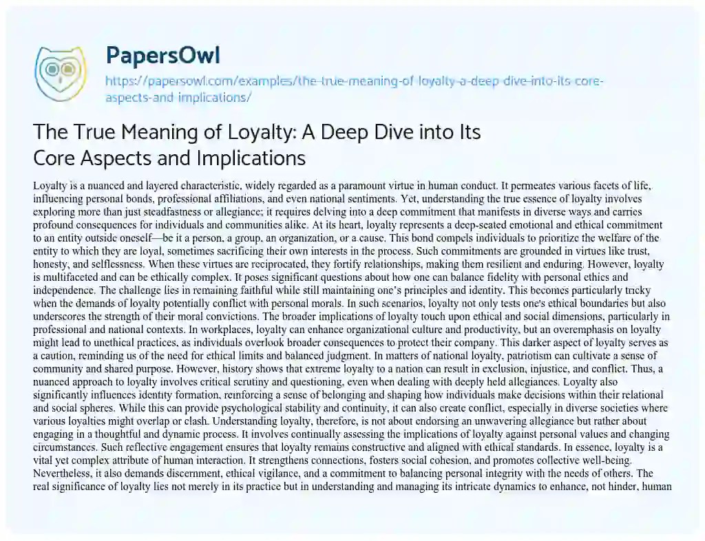 The True Meaning of Loyalty A Deep Dive into Its Core Aspects and