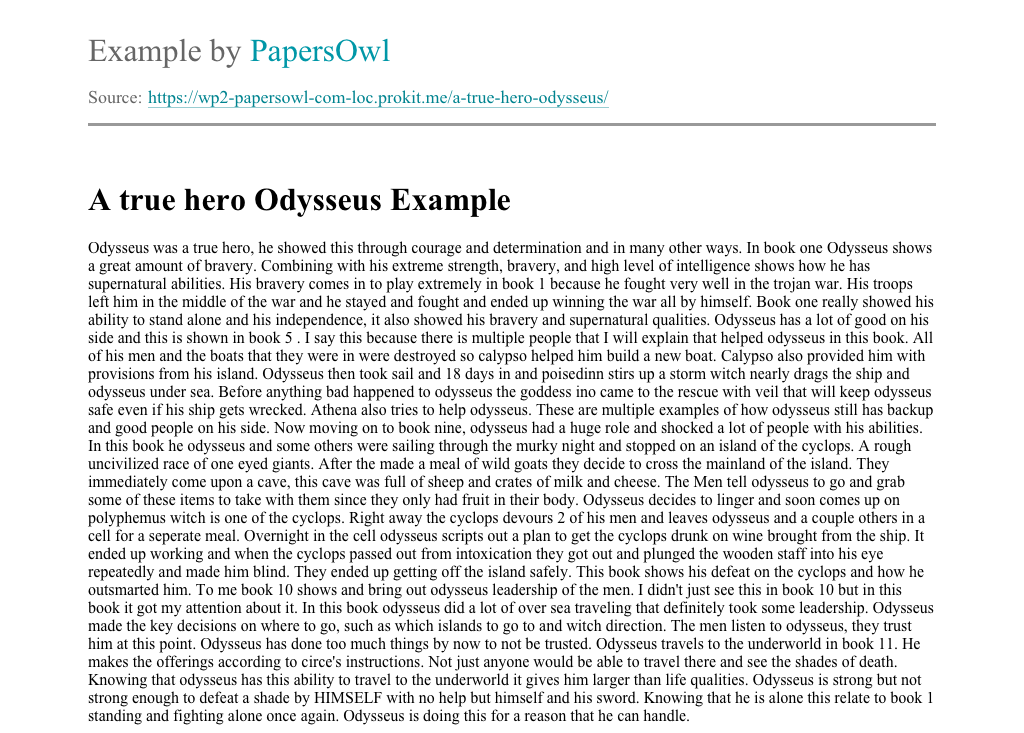 Examples of Odysseus Being a Hero Free Essay Example