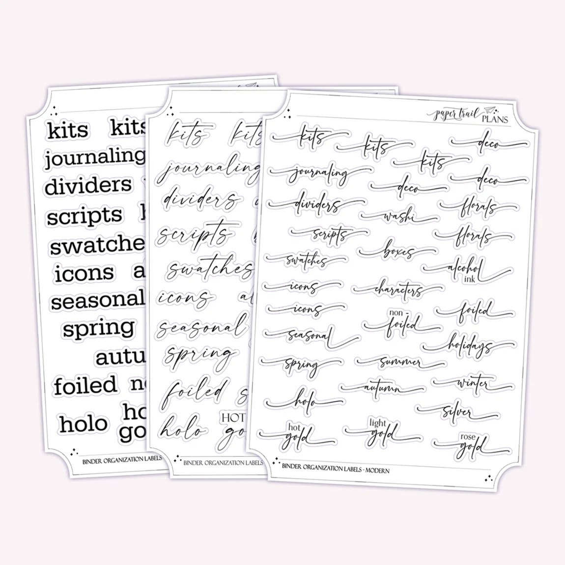 Binder Organization Labels Paper Trail Plans