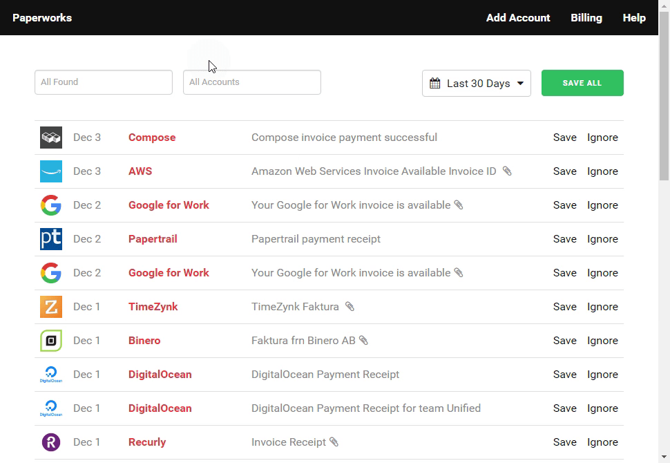 Paperworks Save receipts, invoices, and payments
