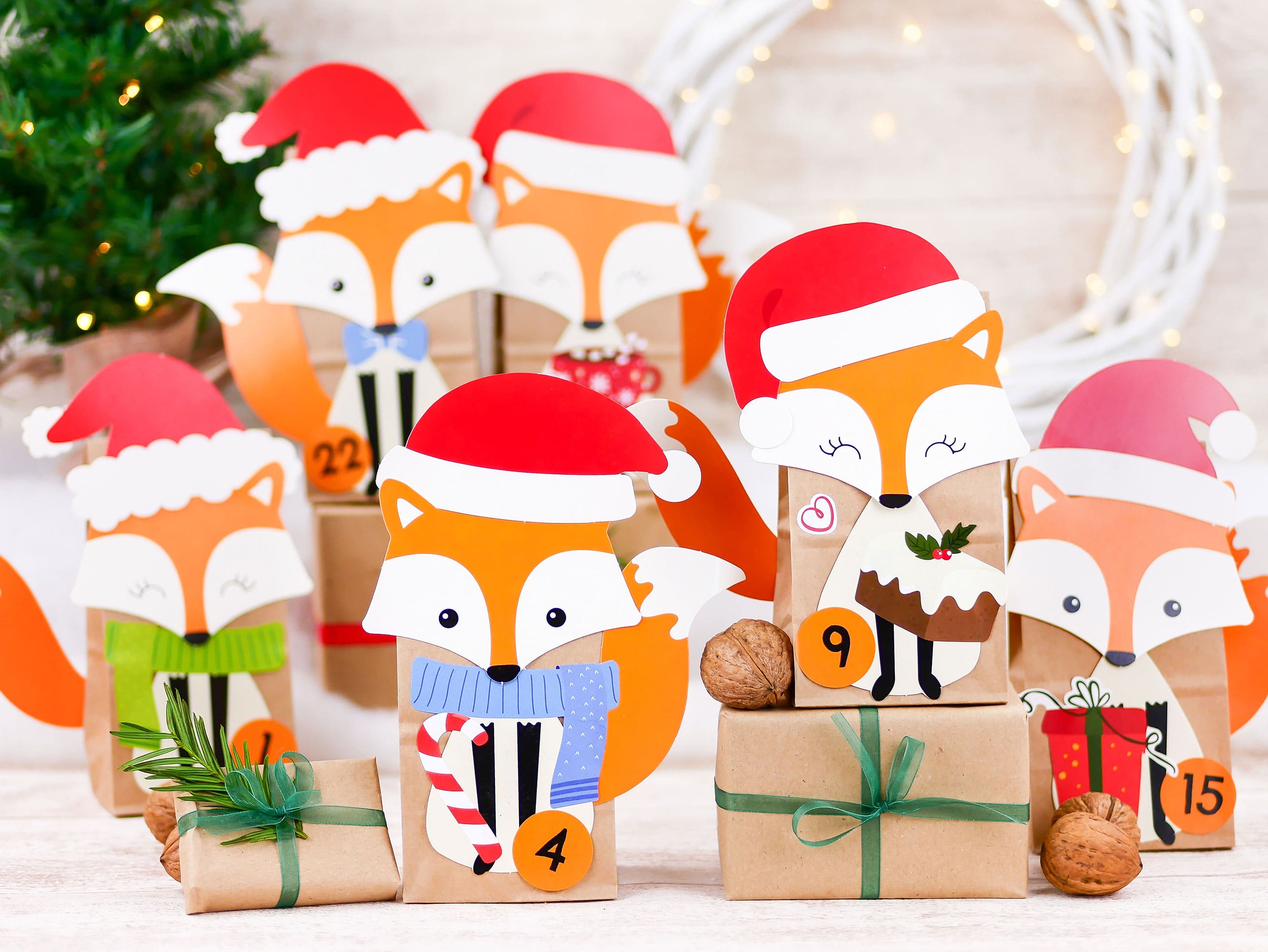 Fuchs Adventskalender zum Basteln Papierdrachen