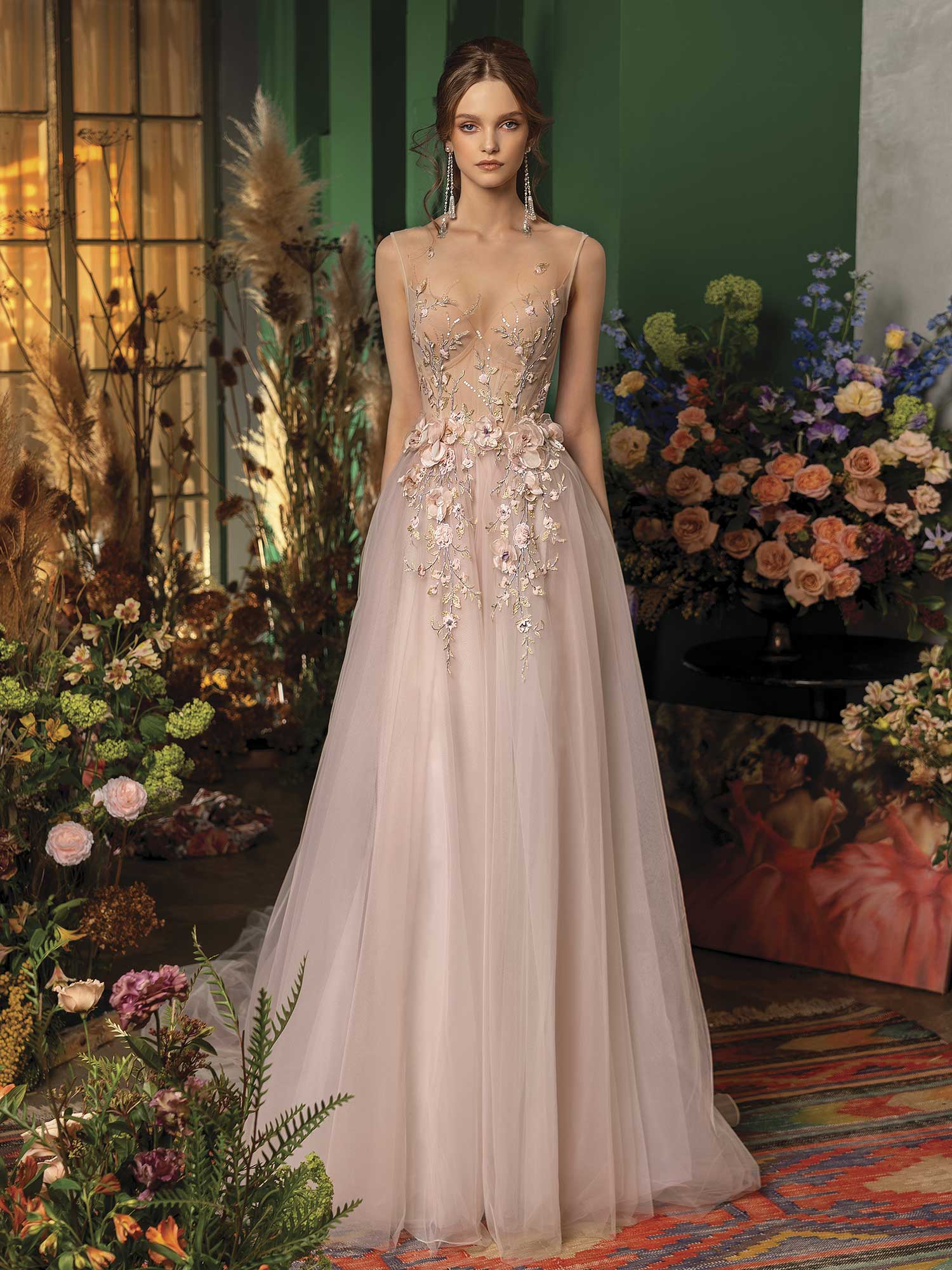 Papilio Aline wedding dress with floral applique