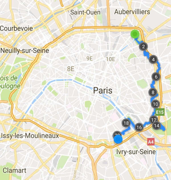 Arrivée à la Porte d'Ivry sur le chemin de Grande