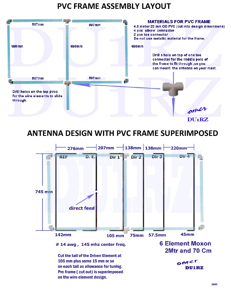 Antenna Project 6 ELEMENT DUAL BAND WIRE BEAM FOR 2MTR AND 70 CM