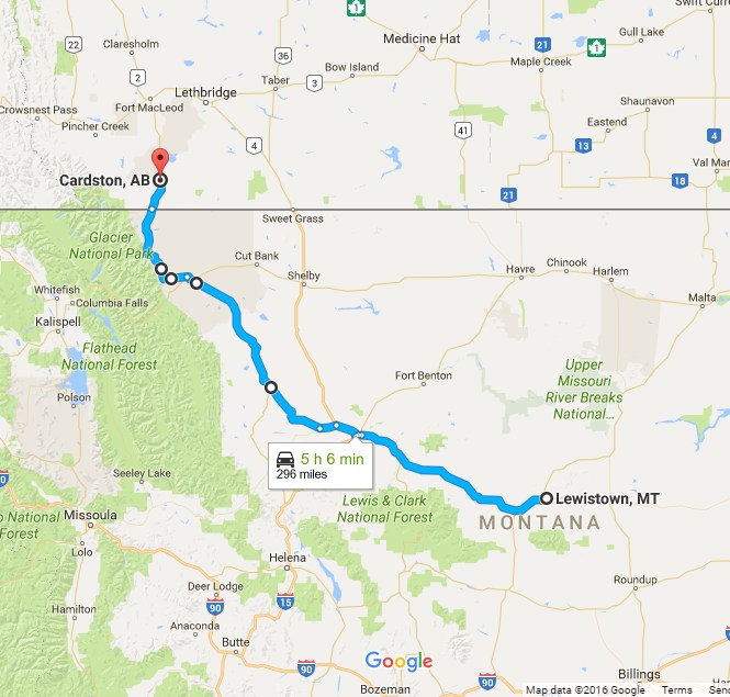 Day 3 Lewistown, Montana to Cardston, Canada To the worlds Ends