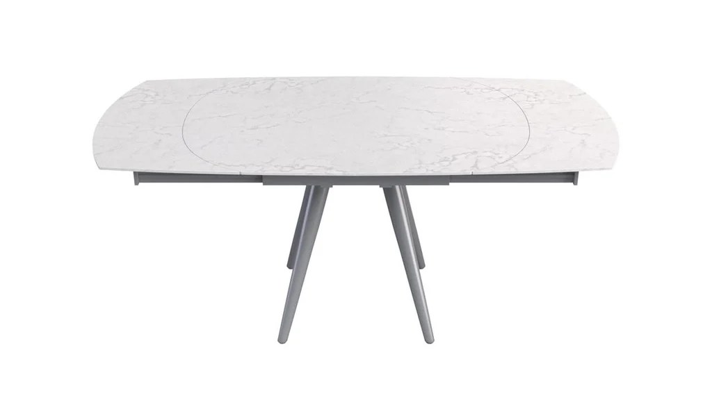Lavello White Ceramic Dining Table with extensions Paramus Mega Furniture