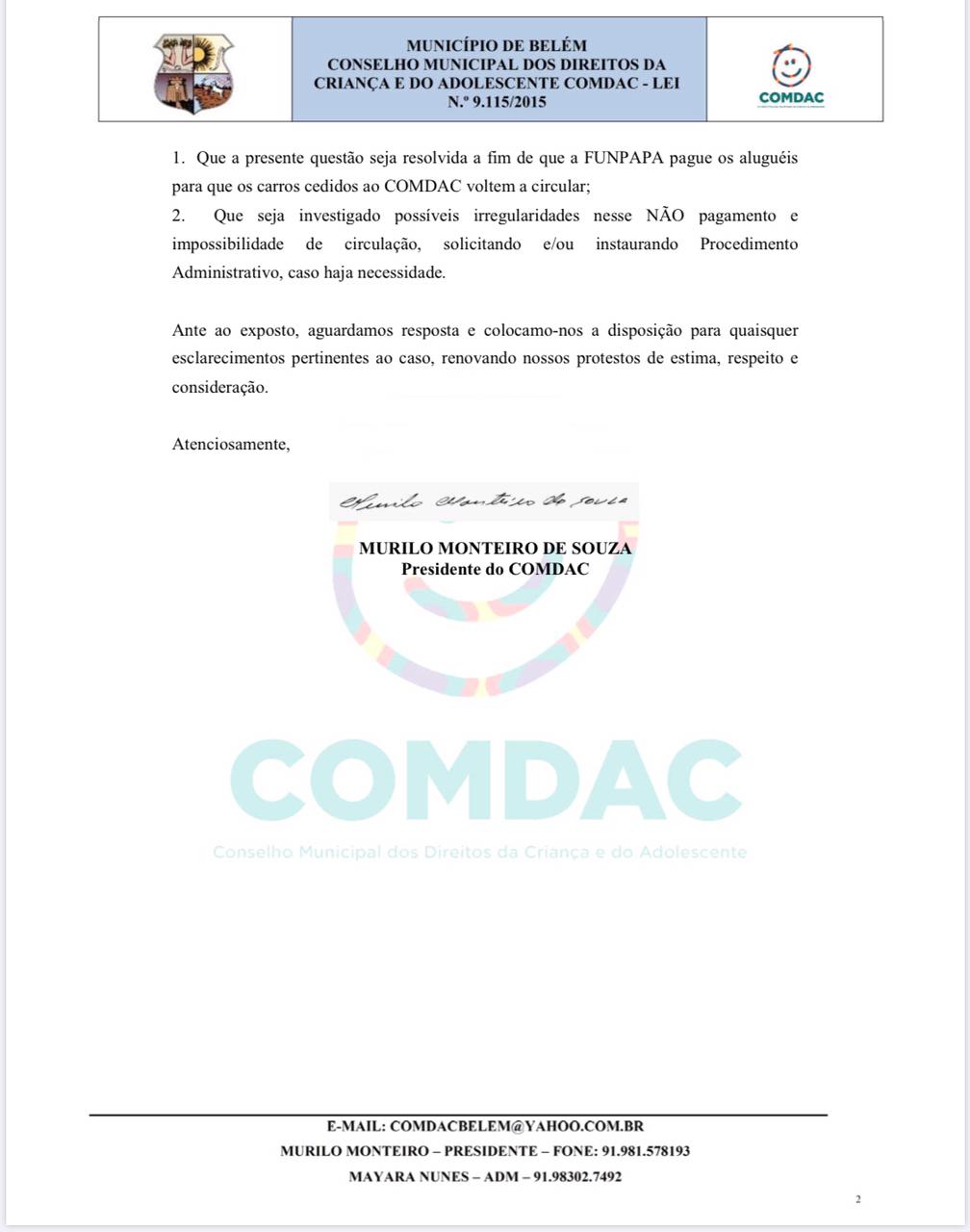 Carros alugados pela Prefeitura de Belém estão bloqueados por falta de