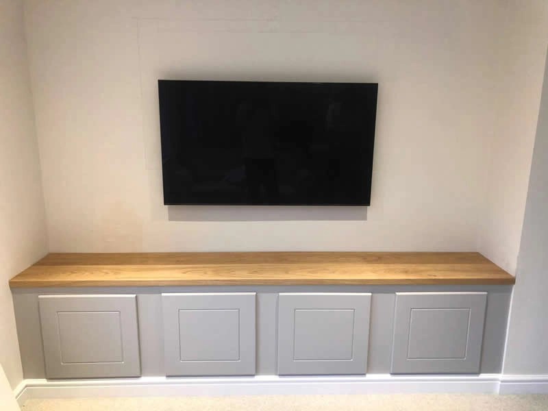 Built in TV Unit With Solid Oak Top PAR Construction & Carpentry Ltd