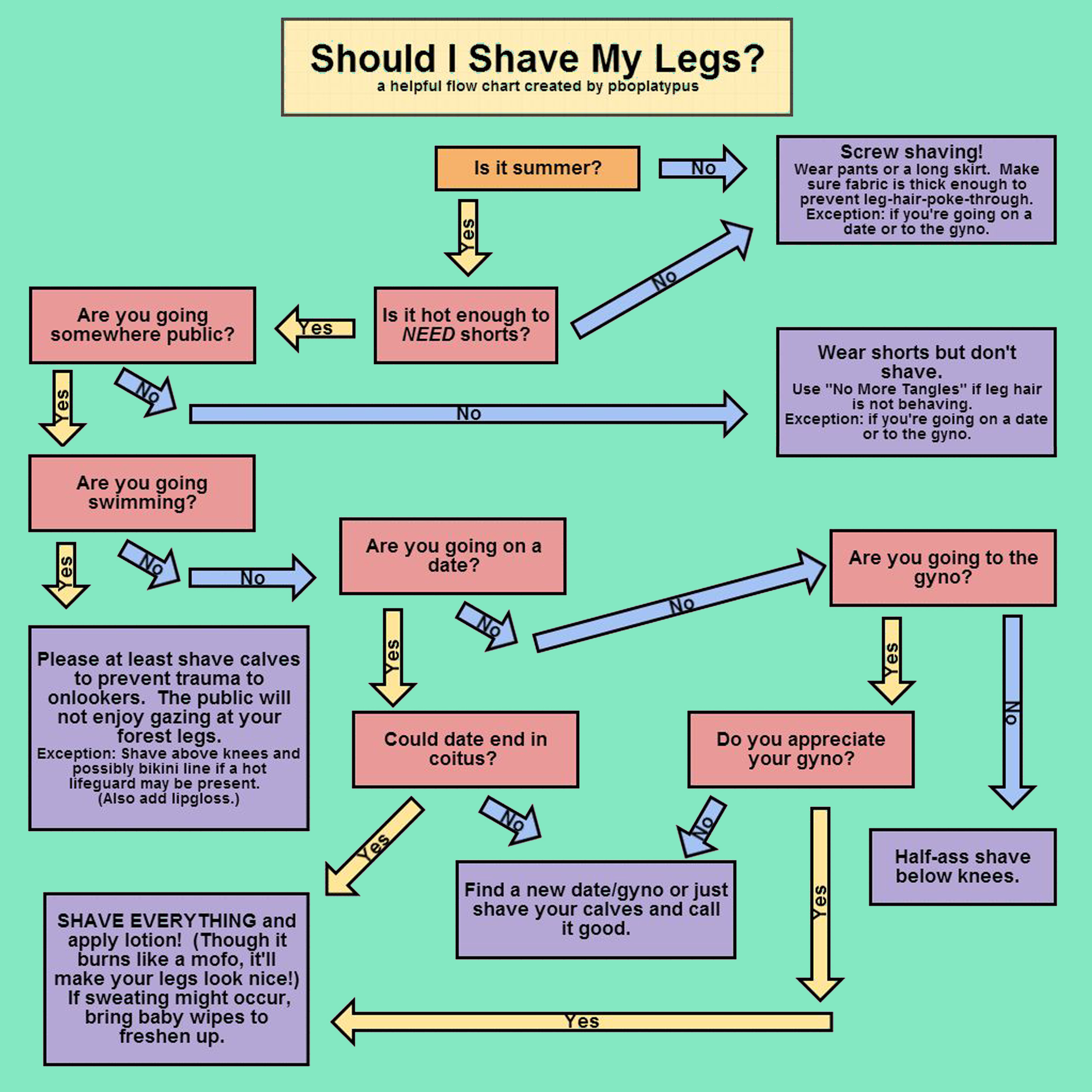 Should I Shave My Legs? (a flow chart) ParentOfRainbows