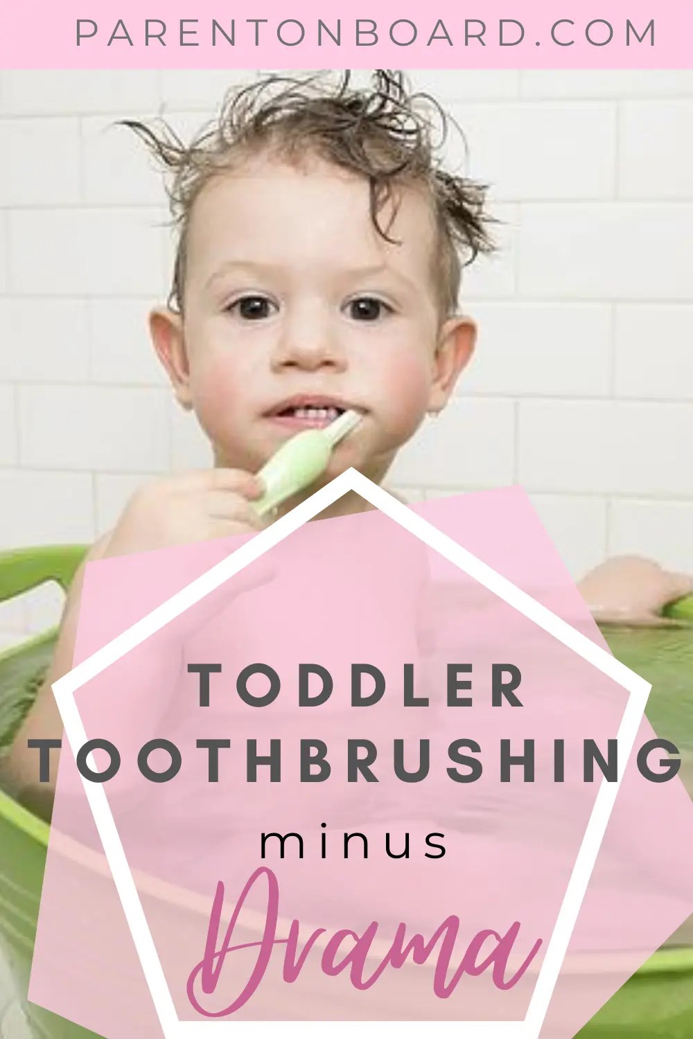 Pin Image of Toddler Brushing Teeth in a small Tub