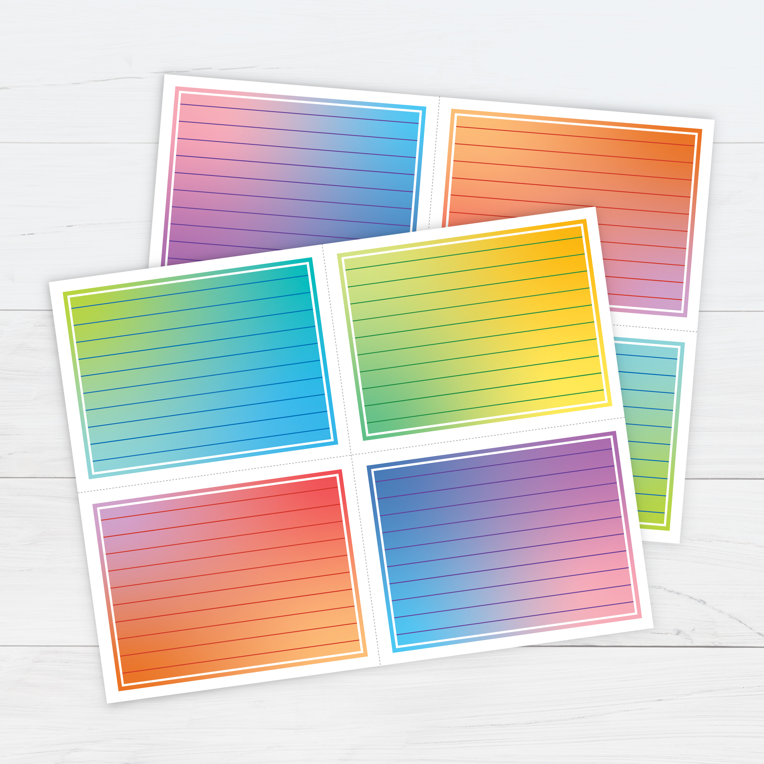 Gradient Ruled Note Cards Template Free Printable Download