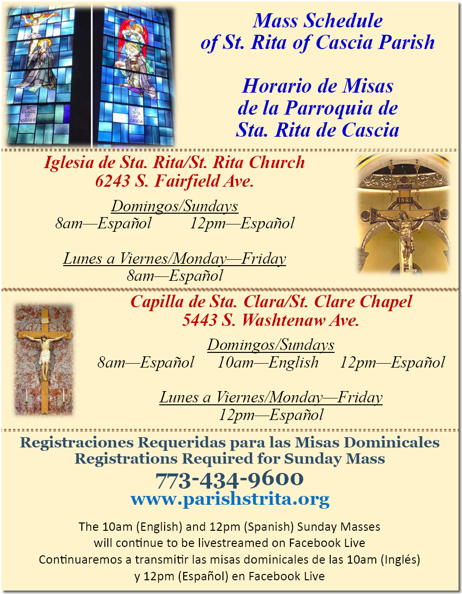 Mass and Liturgy Schedule St. Rita of Cascia