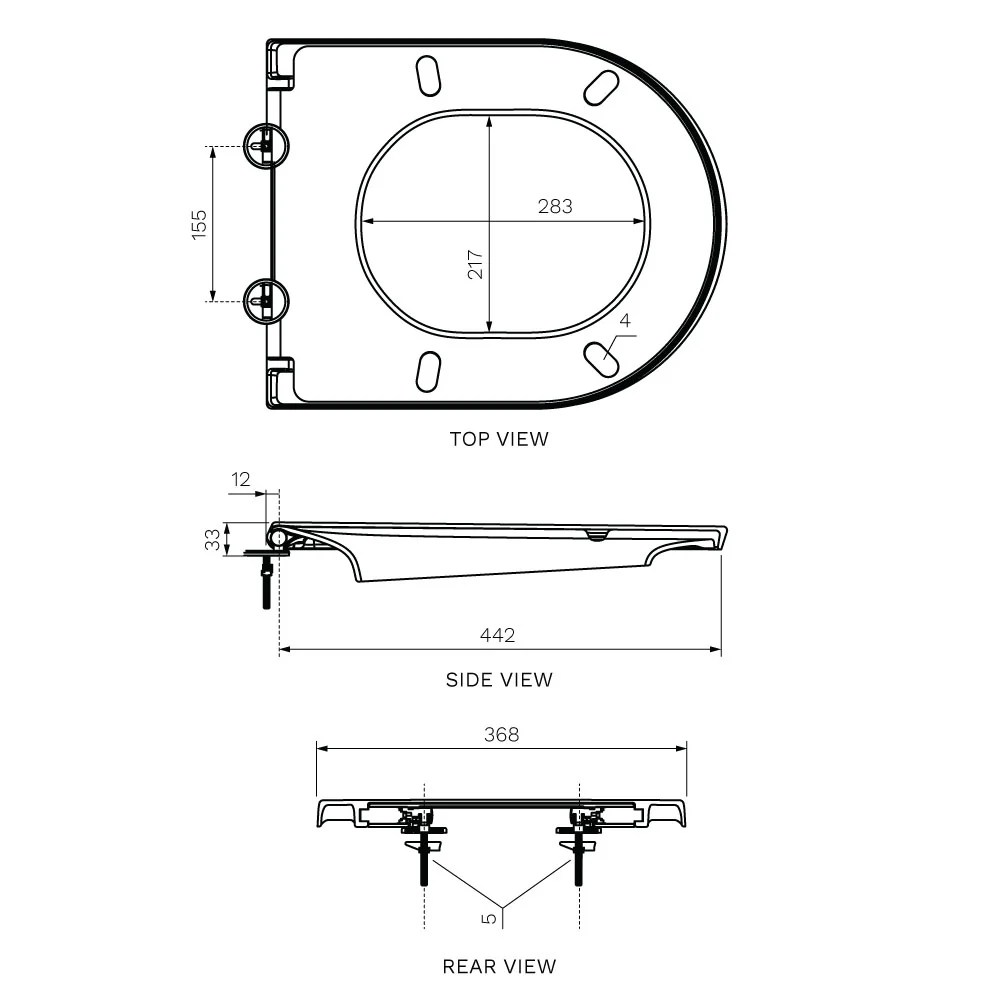 Linfa 70 Soft Close Seat with Adjustable Lift off Hinge PARISI Toilets