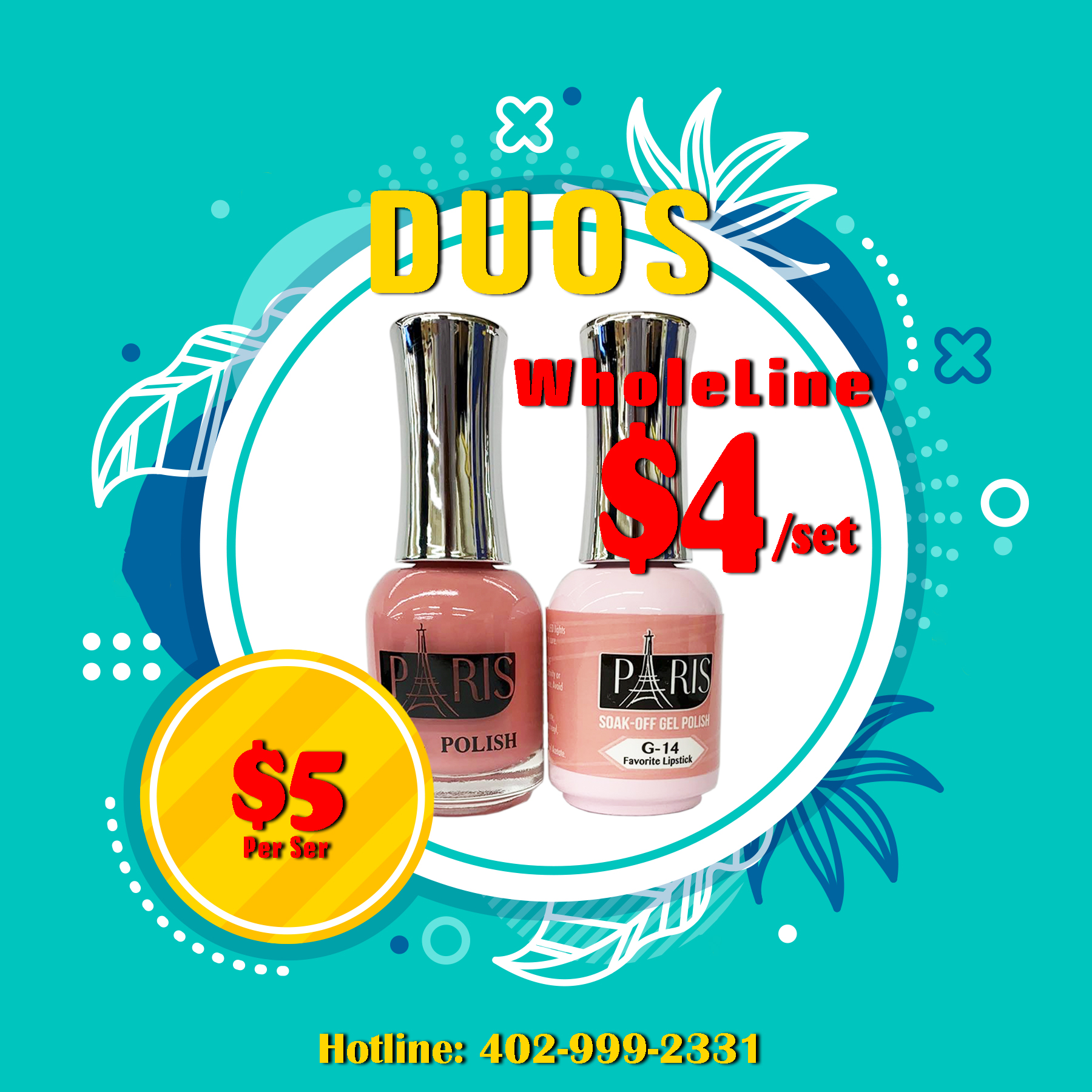 Paris DUO Whole Line (Gel + Nail Polish) Paris Matching 3 in 1