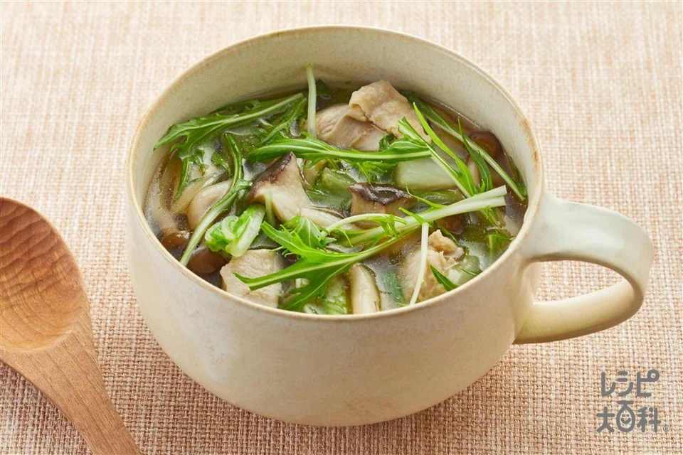 2種のきのこと水菜のおかずスープのレシピ・作り方｜レシピ大百科（レシピ・料理）｜【味の素パーク】 白菜の葉や
