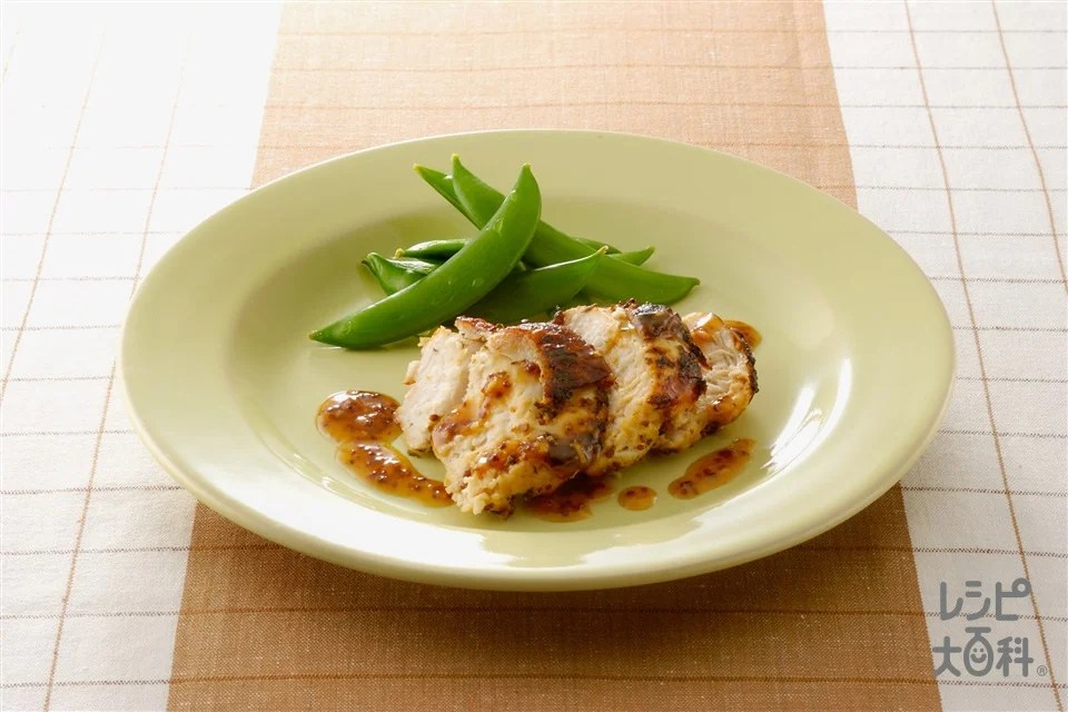 鶏肉のロースト 粒マスタードソース添えのレシピ・作り方｜レシピ大百科（レシピ・料理）｜【味の素パーク】 鶏むね肉やスナップえんどうを使った料理