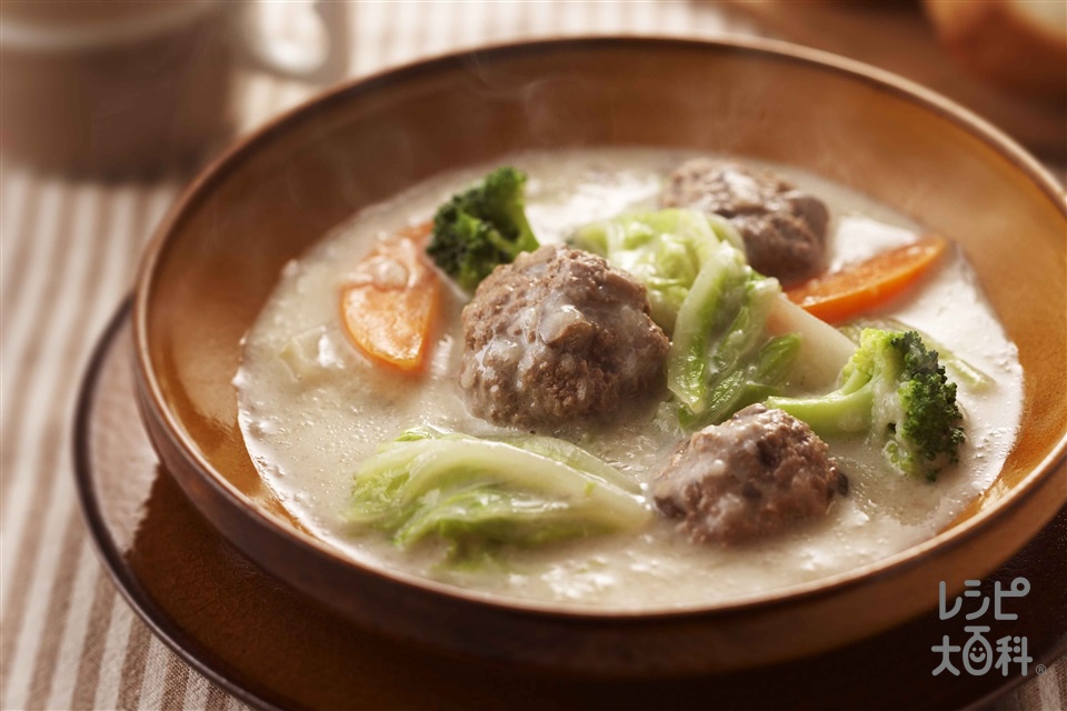 白菜と肉だんごのスープのレシピ・作り方｜和食がいっぱい。ヒガシマルレシピ｜【ヒガシマル醤油】 肉団子と白菜の長いもシチューのレシピ・作り方｜レシピ大百科（レシピ・料理）｜【味の素パーク】 : 合いびき肉や牛乳を使った料理
