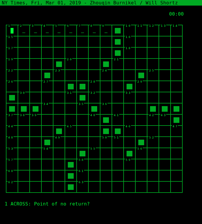 Introducing cursewords, a crossword puzzle solving interface for the terminal · parker higgins