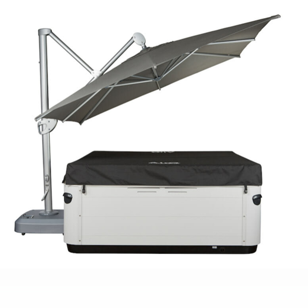 Cove Valet SHaDE® 10’ Cantilever Umbrella Silver Parker Spas Denver