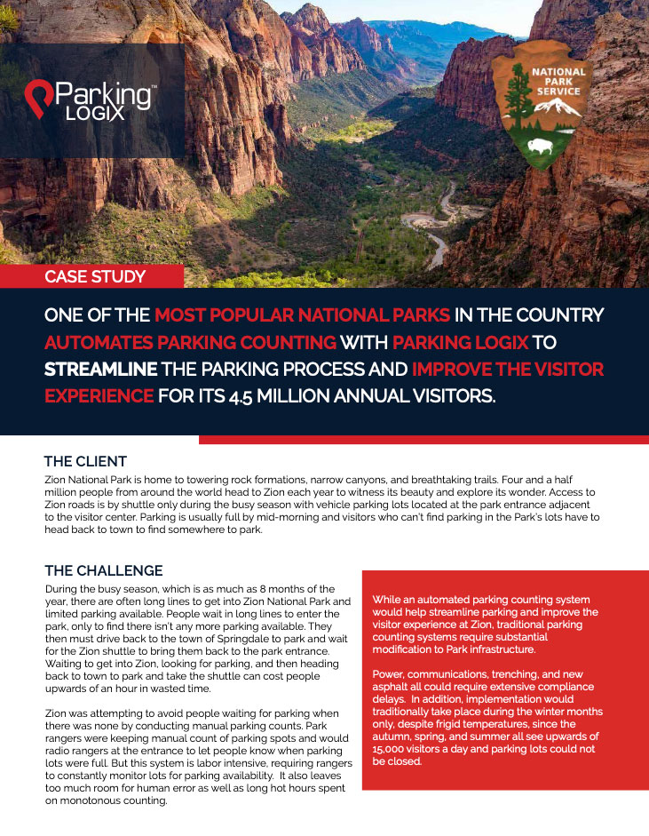 Zion National Park Parking Logix Solutions for Safer, Smarter