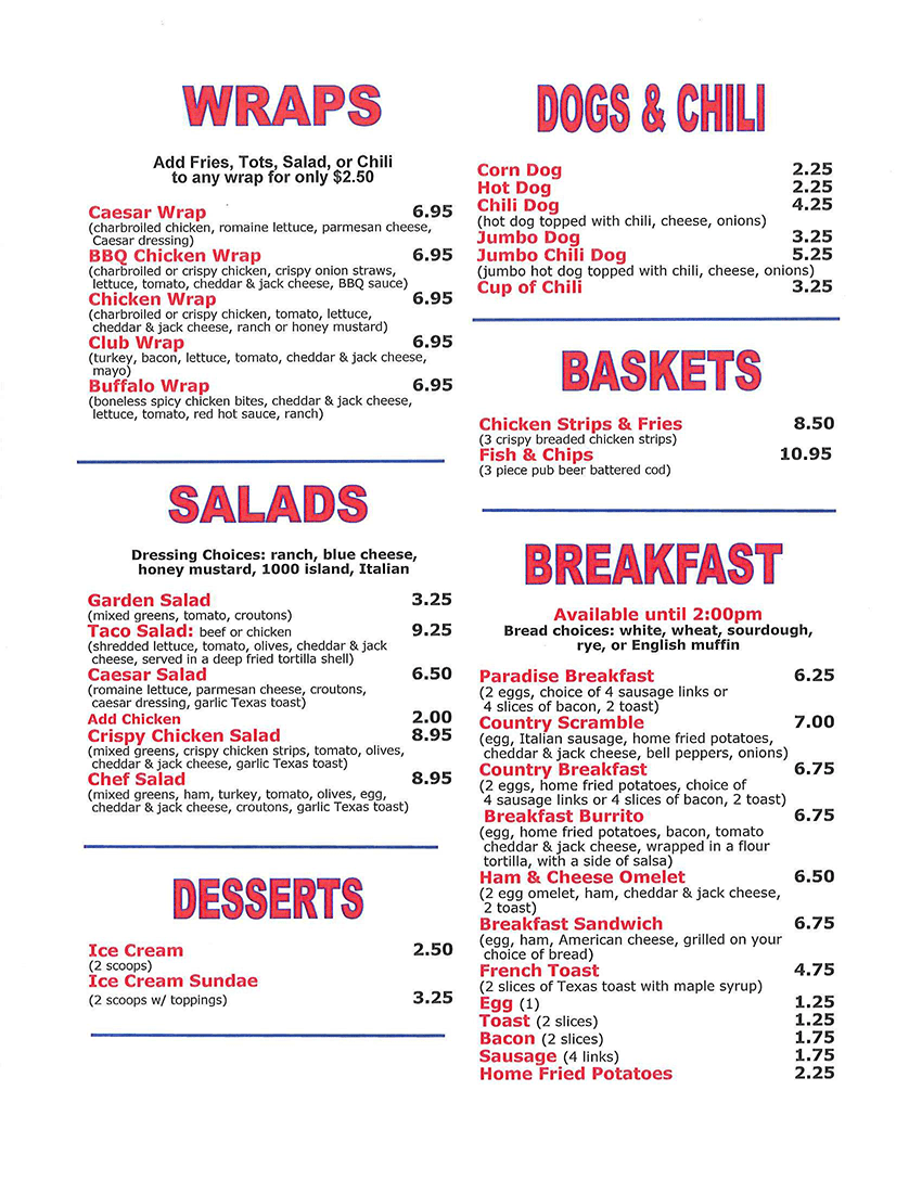 Park Lanes Bowling Center > Food