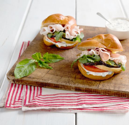 Caprese Prosciutto Sandwich with Fresh Basil Aioli Prosciutto Di Parma