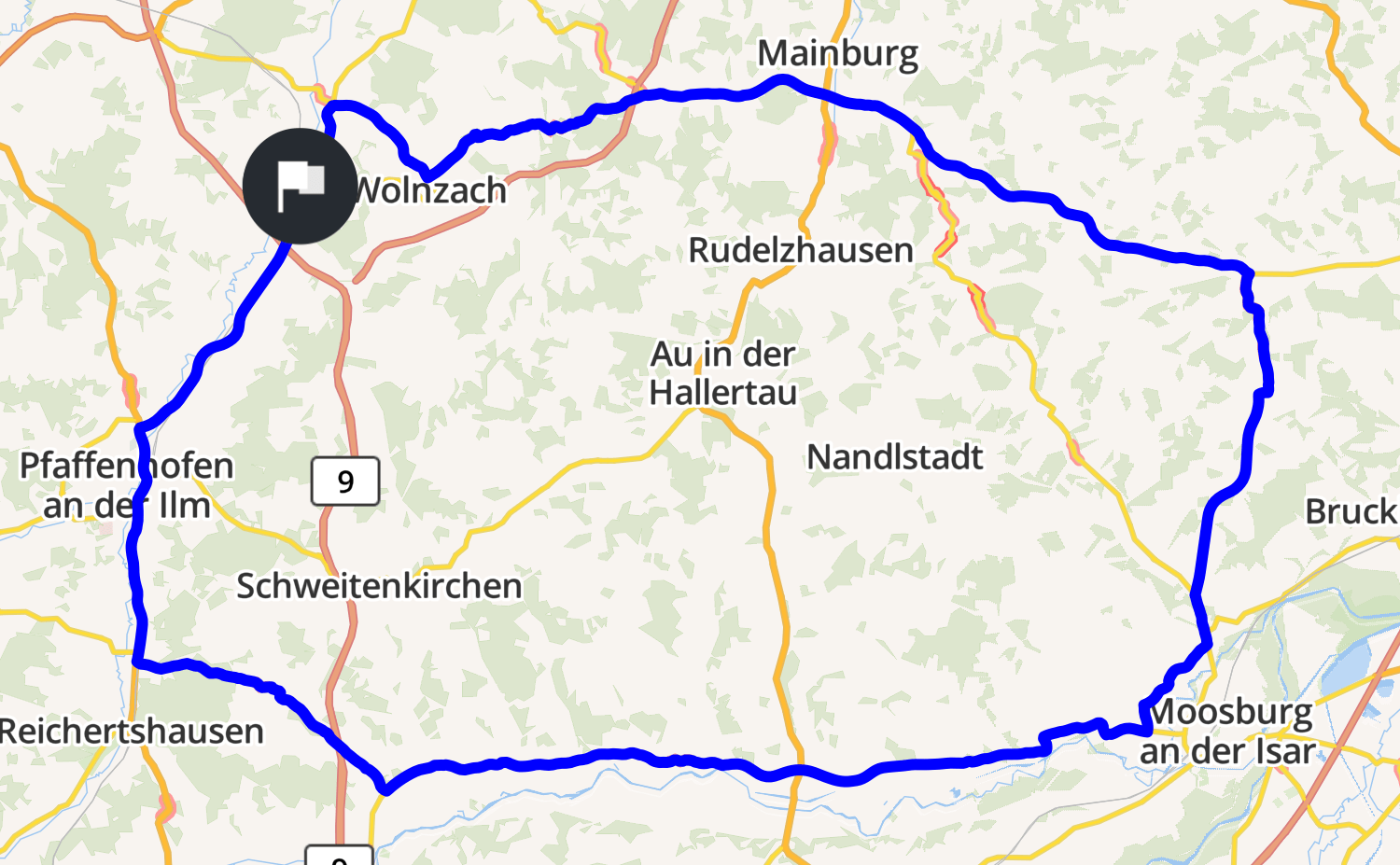 Holledau Karte Runde durch die Holledau