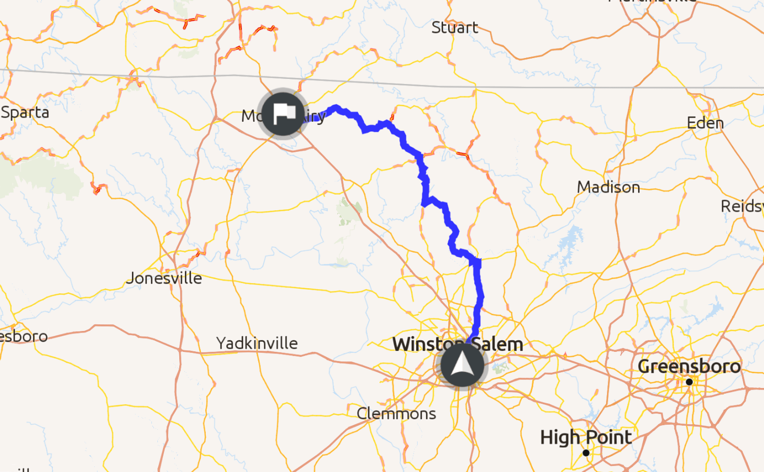 Winston Salem to Mt. Airy