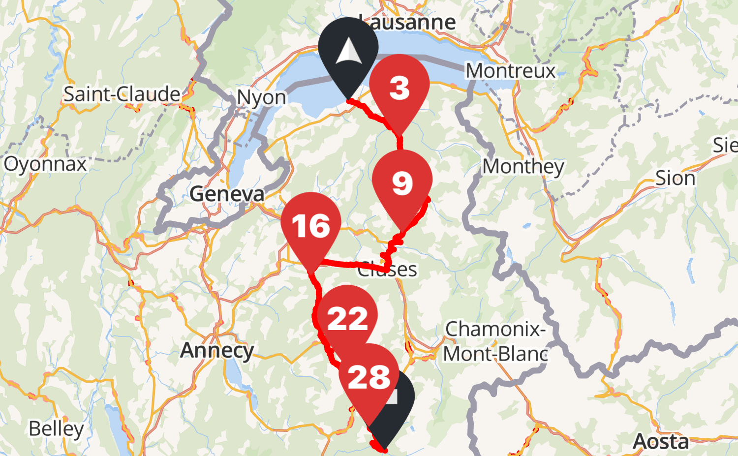 Pain Points De La Route Des Alpes Carte Route des Grandes Alpes 1