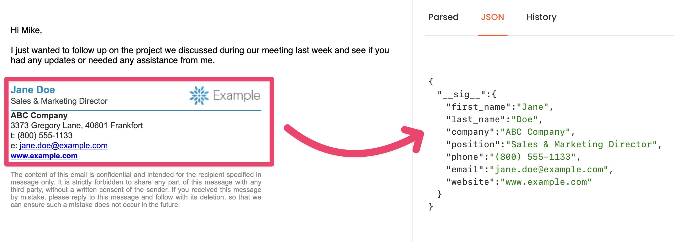 Email Signature Parser Parsio