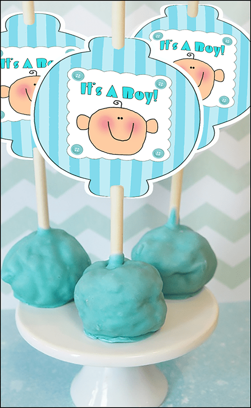 BoyBabyShower Ideas Cake Pop Tags "It's A Boy"