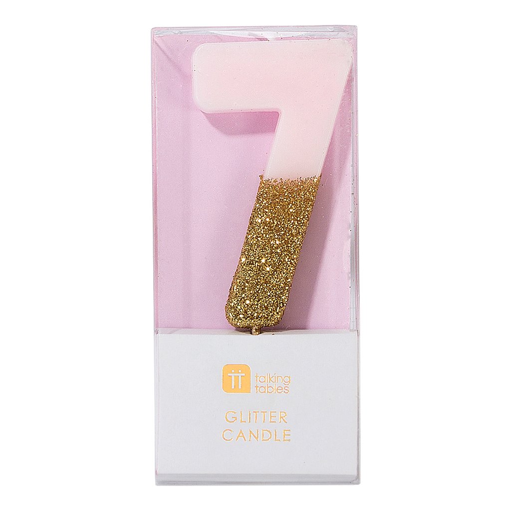 PINK GLITTER NUMBER 7 CANDLE Partiloons